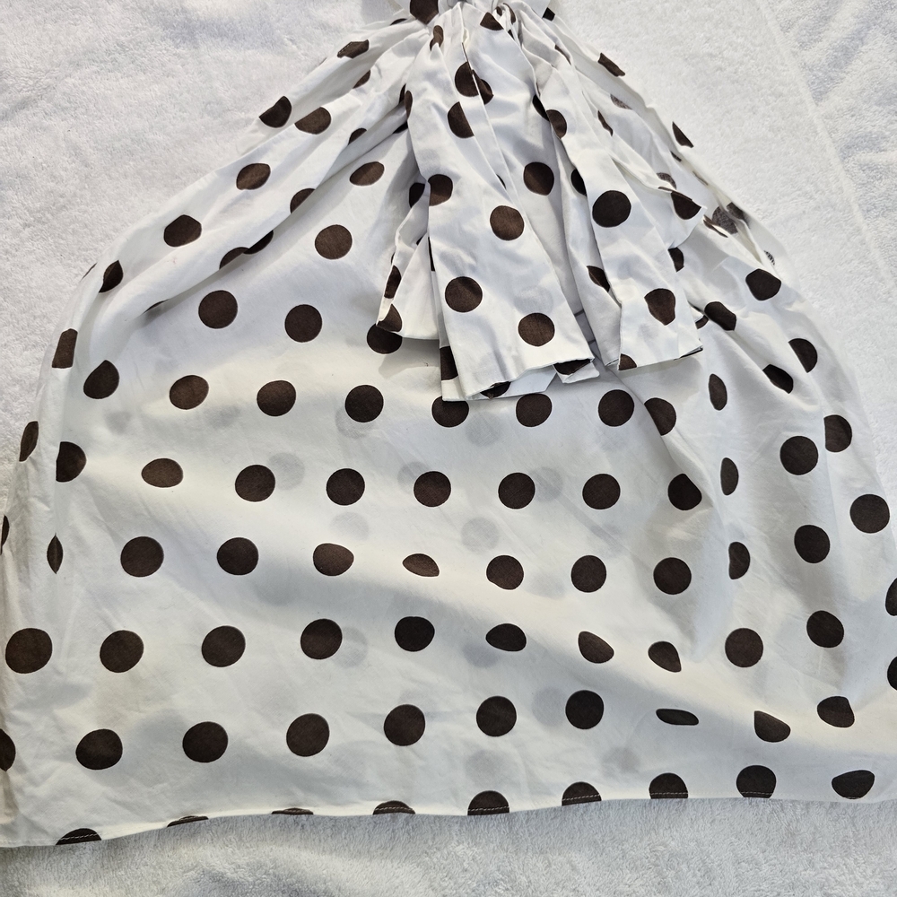 Zara White Tank Top with Brown Polka Dots